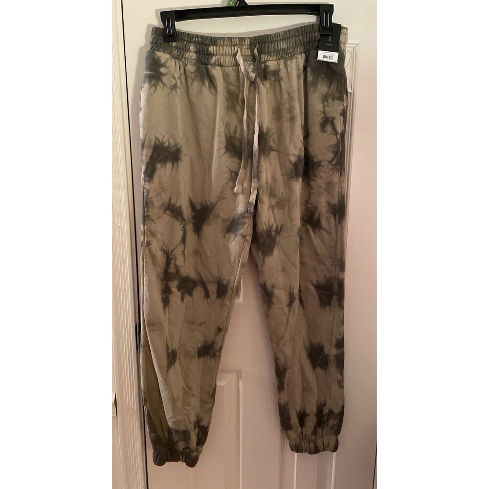 Men’s Fleece Jogger Pants slim fit Medium Green tie dye NWT